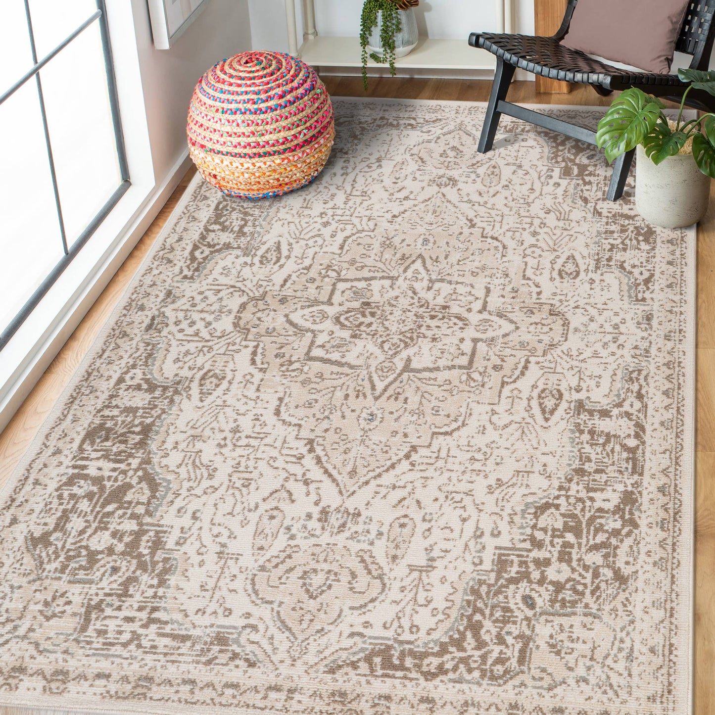 Alpine Imara Light Cream Medallion Area Rug