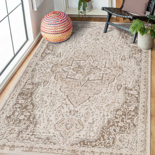 Alpine Imara Light Cream Medallion Area Rug