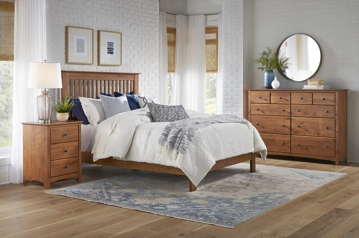 Alder Shaker 3 Drawer Wide Nightstand